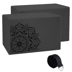 3pcs, Yoga Blocks & Stretch Strap Set