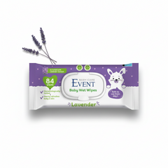 Event Baby Wet Wipes with Lavender, 99% water, 84 pieces, gentle and soothing for baby's skin, by PETROUTSIOS.
