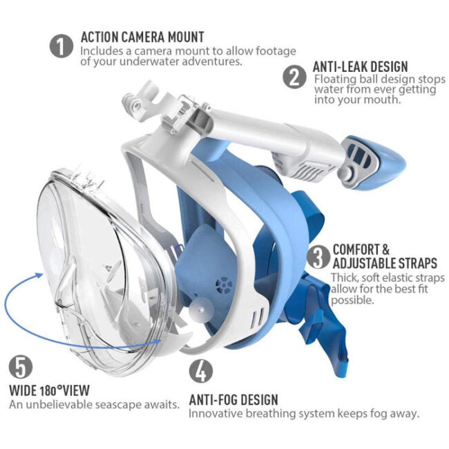 Viking F-200 full face diving mask with adjustable straps and clear front view, designed for underwater exploration and snorkeling.