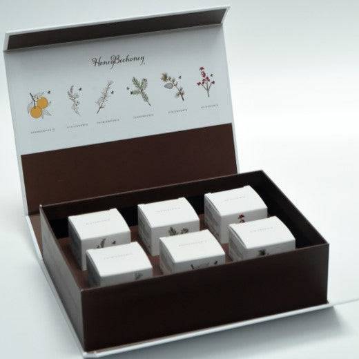 LV Natural Foods gift box with six premium superfood packages, 50 grams each, displayed in a stylish presentation.