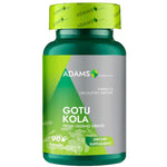 Adams Supplements Gotu Kola 400mg supplement bottle with 90 capsules, natural herbal supplement for wellness.
