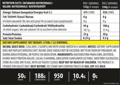 Genius Nutrition IGAIN Protein Powder 2750g, 22 servings, rich in amino acids, in a black container with scoop and label details.