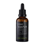Herbalistas Kiki Health Ionic Sulfur Liquid Supplement in a 50ml bottle, shown with the clear liquid inside.