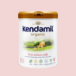 Kendamil Organic First Infant Milk Stage 1 formula in a can, designed for newborn babies, by PETROUTSIOS.