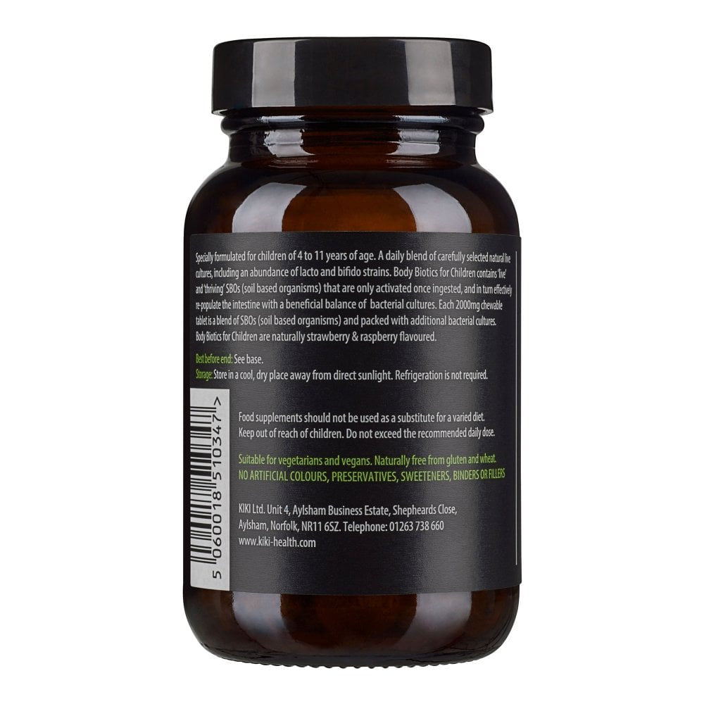 Kiki Health Body Biotic for Children supplement, 30 real fruit gummies, natural probiotic support for kids, Herbalistas brand