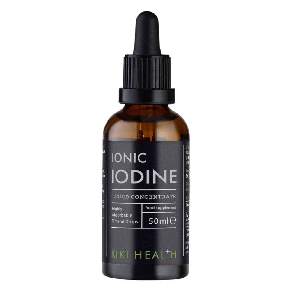 Kiki Health Ionic Iodine Liquid Concentrate supplement in a 50ml bottle with dropper, designed for dietary iodine intake.