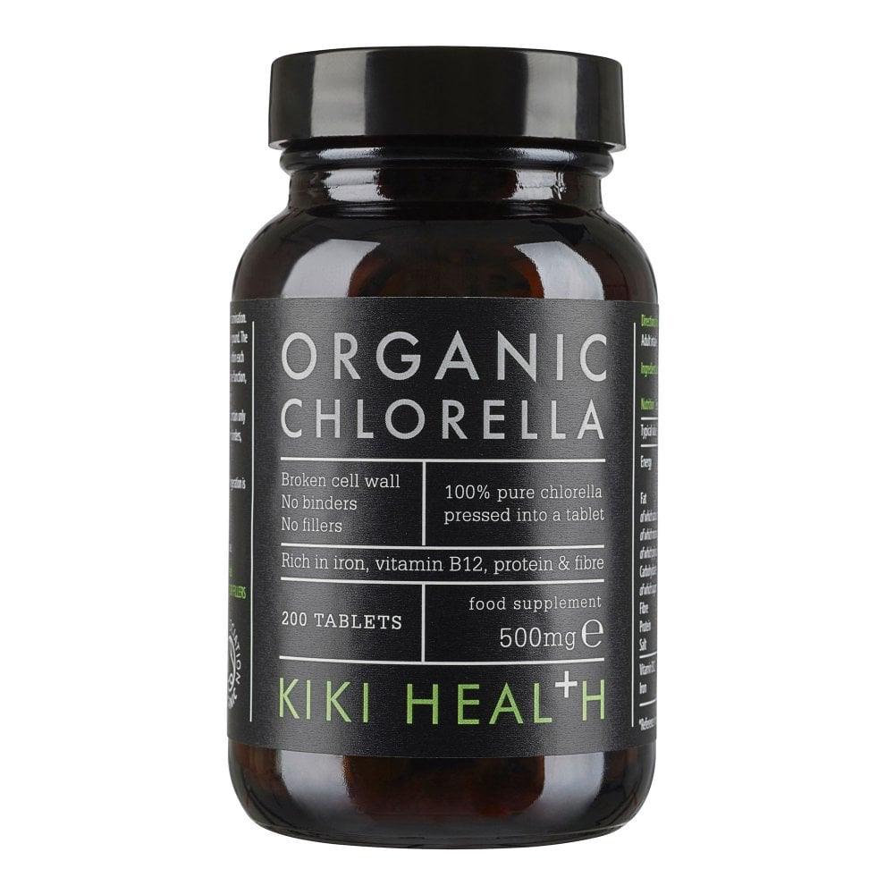 Kiki Health Organic Chlorella supplement, 200 raw tablets, herbalist-approved, packed with nutrients and green algae benefits
