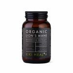 Organic Lion's Mane Mushroom extract capsules by HERBALISTAS, showing 60 veggie capsules in a clear container.