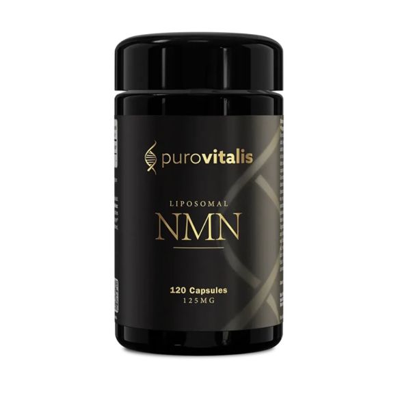 Liposomal NMN 120 vegan capsules by Herbalistas, supplement bottle and capsules image