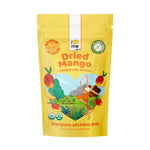 Organic dried mangoes from I Love Me in 115g pack, showing bright, sliced dried mango pieces on a white background.