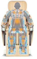 VIKING FITNESS A-310 massage chair in brown with padded armrests and built-in massage rollers for full-body relaxation.