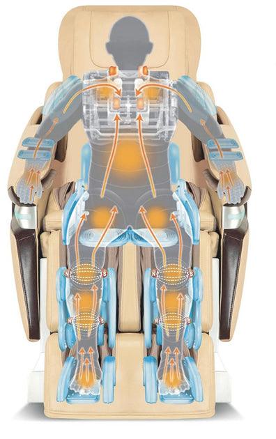 VIKING FITNESS A-310 massage chair in brown with padded armrests and built-in massage rollers for full-body relaxation.