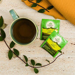 Organic India BIO Tulsi Moringa Tea in 25 infusion bags, featuring fresh moringa leaves and tulsi herbs for caffeine-free wellness.
