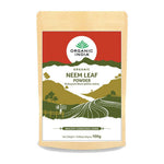 Organic India BIO Neem Powder 100g by Herbalistas, front view showing the natural green powder in a clear container.