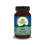 Organic India BIO Neem capsules in a bottle, herbal supplement with 90 capsules, natural Neem product by Herbalistas.
