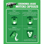 Herbalistas PerfectTed ceremonial grade matcha in Nespresso-compatible capsules, showcasing green matcha powder capsules on a neutral background.