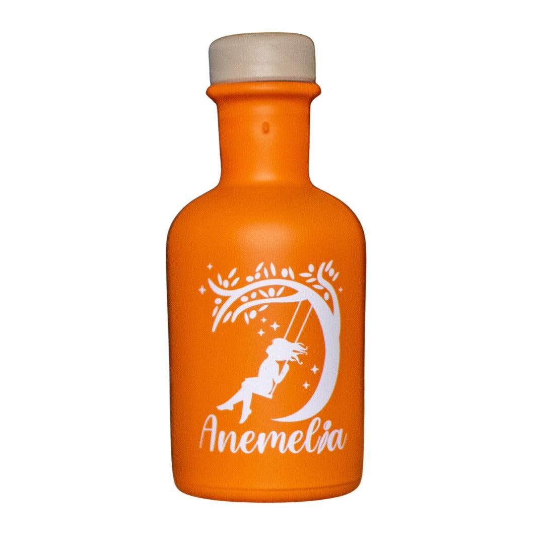 Elixir Flavours Anemelia olive oil in a 50ml orange bottle, showcasing vibrant packaging and product label.