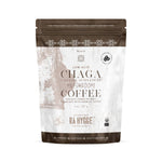 Bag of Old Products Rå Hygge BIO Chaga Mushroom Coffee, ground filter coffee in a 227g doypack with chaga mushroom imagery.