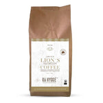 Herbalistas Rå Hygge Lions Mane Mushroom Coffee whole beans in a 1kg resealable bag, showcasing the coffee beans inside.