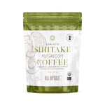 Herbalistas Rå Hygge BIO Shiitake Mushroom Coffee espresso ground in a 227g doypack, featuring earthy mushroom and coffee blend.