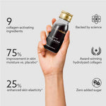 Herbalistas Purovitalis Rewind Liquid Collagen supplement bottle with 60ml size, showcasing collagen benefits and herbal branding.