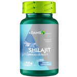 Adams Supplements Shilajit Mumio 400mg supplement bottles with 90 capsules, showing the product label and capsules inside.