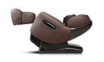 VIKING FITNESS A-38 massage chair in brown leather with padded armrests and built-in control panel for full-body relaxation.