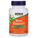 Old Products Now Foods Diet Support supplement capsules in a bottle with 120 vegetarian capsules on a white background.