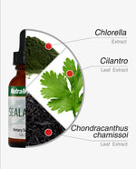 Bottle of Nutramedix SEALANTRO metal detox supplement by SENTOSA with label and supplement capsules inside