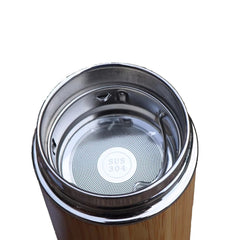 Tea-Coffee Bamboo / Stainless steel Tumbler / Thermos 400 ml - GREEN LIFE CYPRUS 
